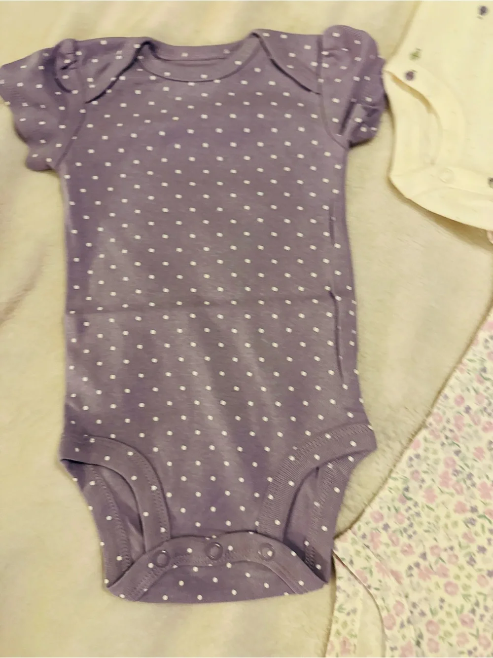 Carter's Purple, Cream, Pink Floral 3-Pack Baby Bodysuits